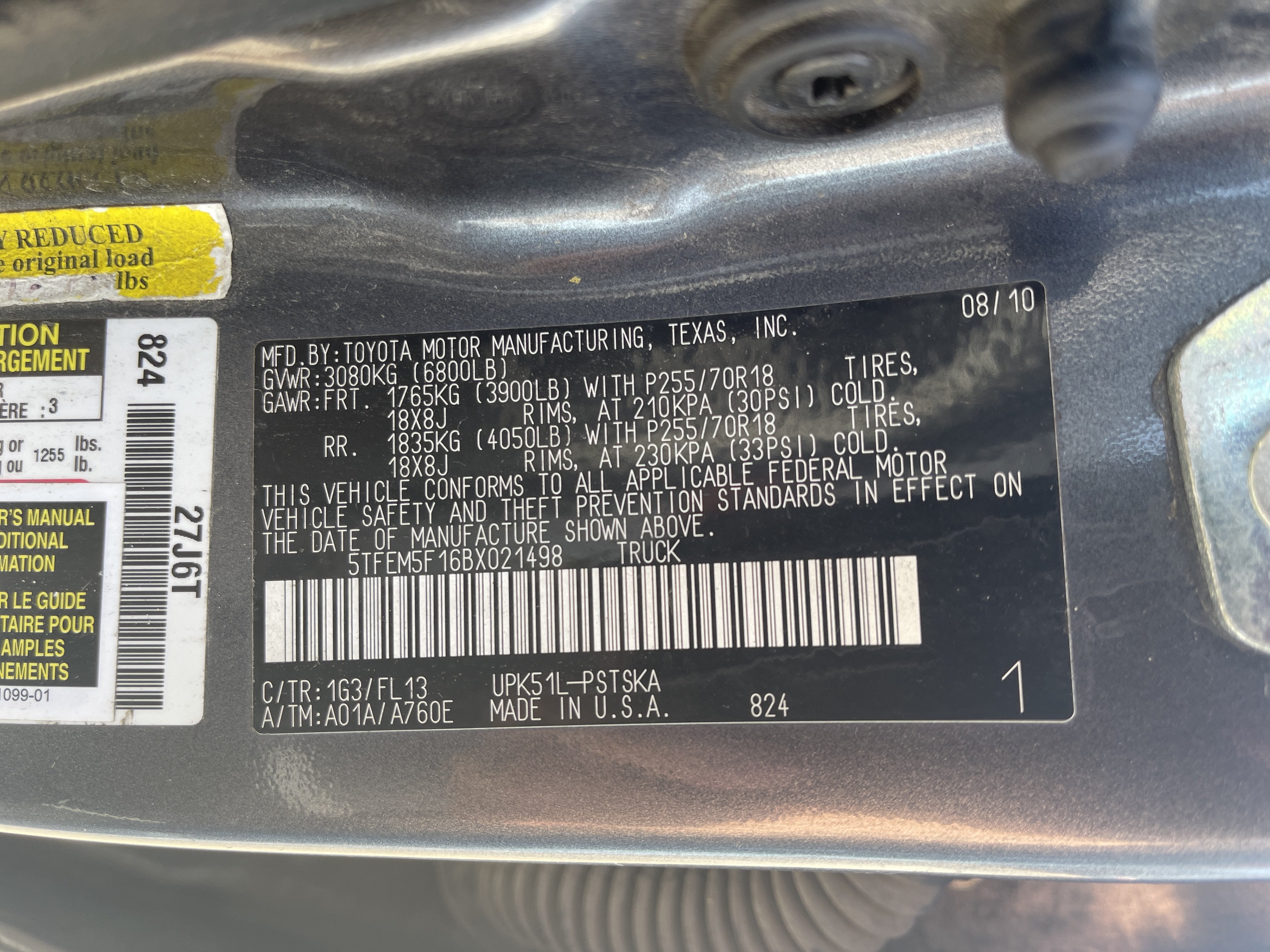2011 Toyota Tundra 2WD Truck Grade