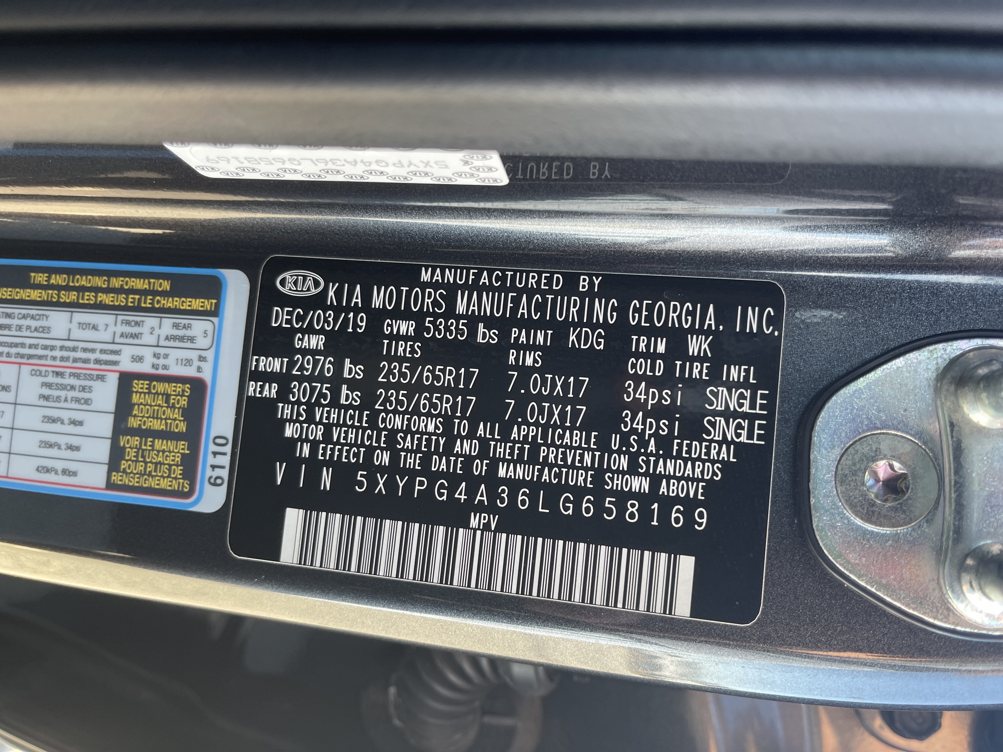 2020 Kia Sorento LX